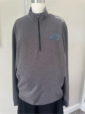 Panthers Men's Charcoal Gray Quarter-Zip Sweater by Forward Large